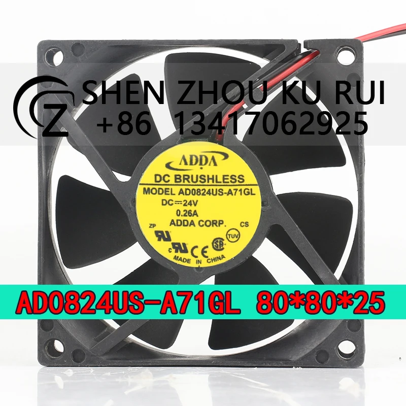 

ADDA 24V 0.26A 8025 80X80X25MM 8CM frequency converter Double ball 2-line elevator AD0824US-A71GL/AD0824UB-A71GL cooling fan