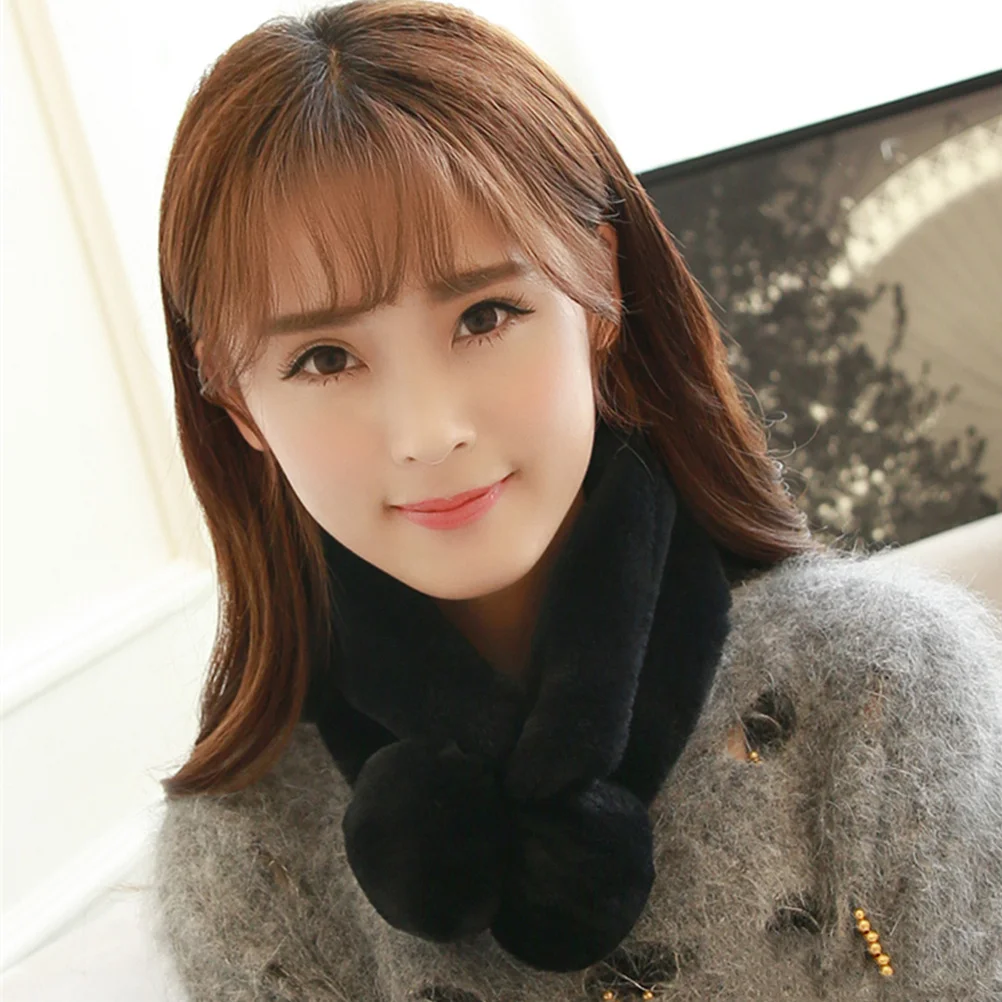 

Single Color Imitation Rabbit Hair Scarf Length 65-70Cm Winter Women Collar Wrap Shawl Soft Warm Neck Warmer Gift