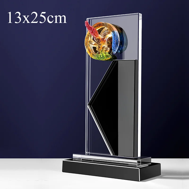 

Customized High-end Crystal Trophy Souvenir Crafts Home Decor Creative Outstanding Employees Commemorative Award Blue Medal, 1Pc