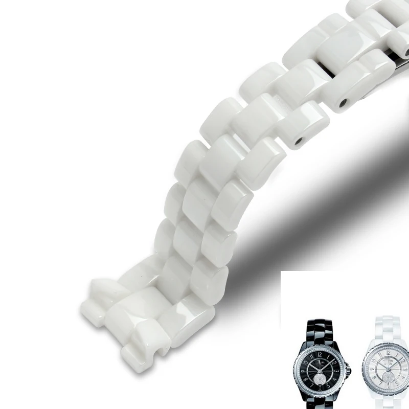For ceramics wristband high quality women\'s men\'s watch strap Fashion bracelet black white 16mm 19mm