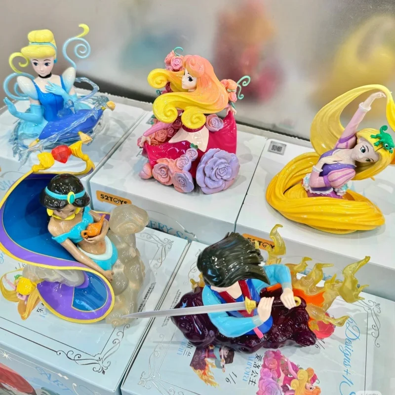 Disney Princess Blind Box Künstlerische Mapping Serie Ariel Jasmine Cinderella Aurora Hua Mulan Schneewittchen Anime Fgiure Modell Spielzeug