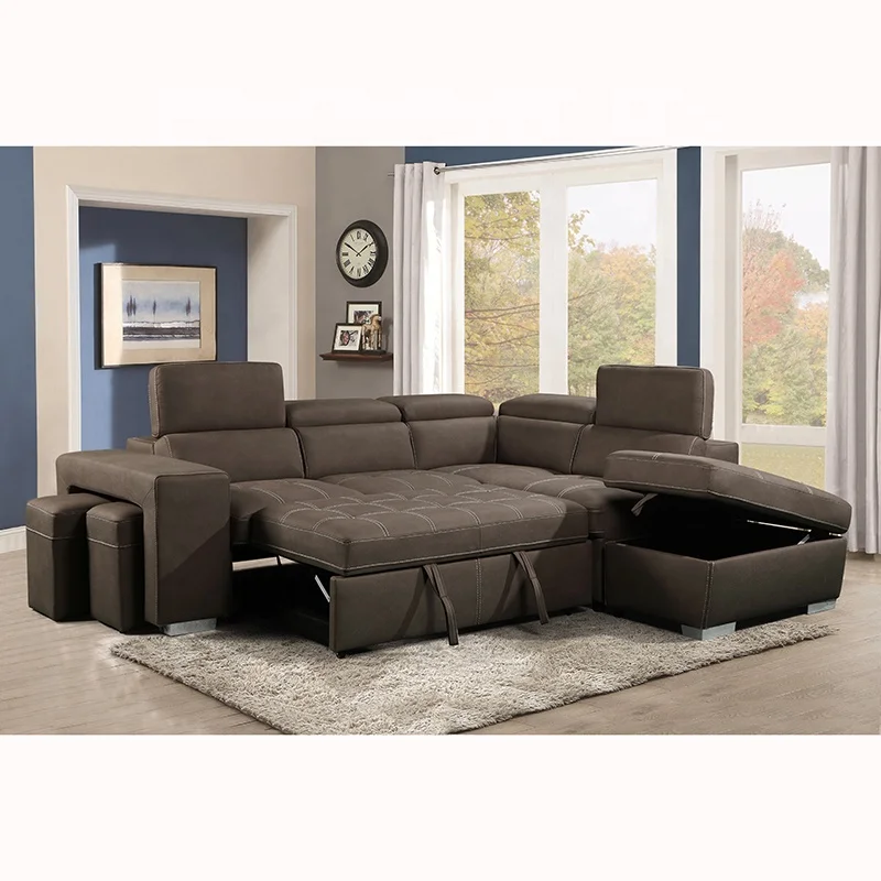 Luxury Sofa Bed Modern Fabric Strong Wood Frame Living Room Sofa Furniture With Storage Function Sectional Sofa Bed