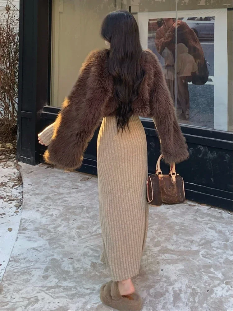 Robe Longue d'Hiver pour Femme, Style Français, Confortable, Éducatif, Décontracté, Sexy