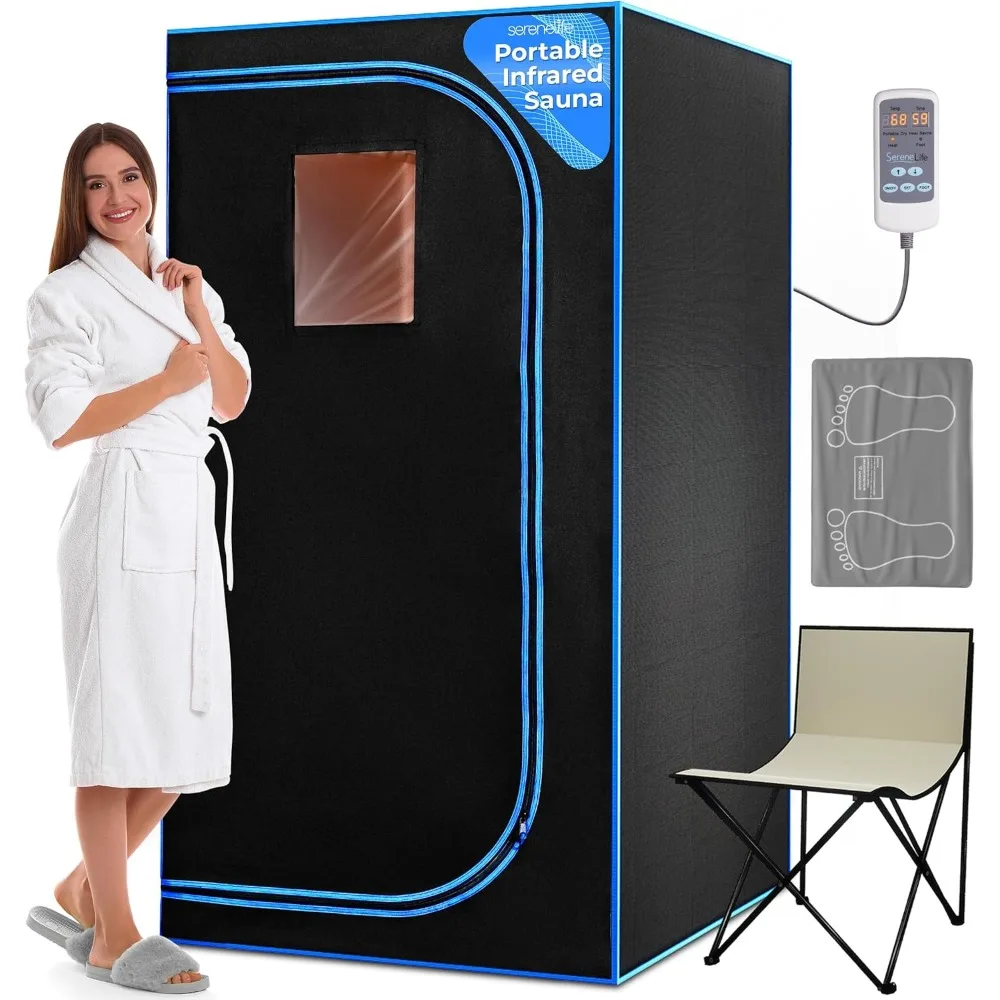 

SereneLife Portable Sauna for Home, Infrared Sauna Tent with Heated Foot Pad and Folding Chair,Remote Control in-Home Spa