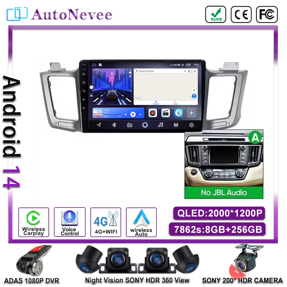 Car radio For Toyota RAV4 RAV 4 XA40 2012 - 2019 Carplay Android 14 Auto Car Stereo Multimedia Player DSP 48EQ 2 Din