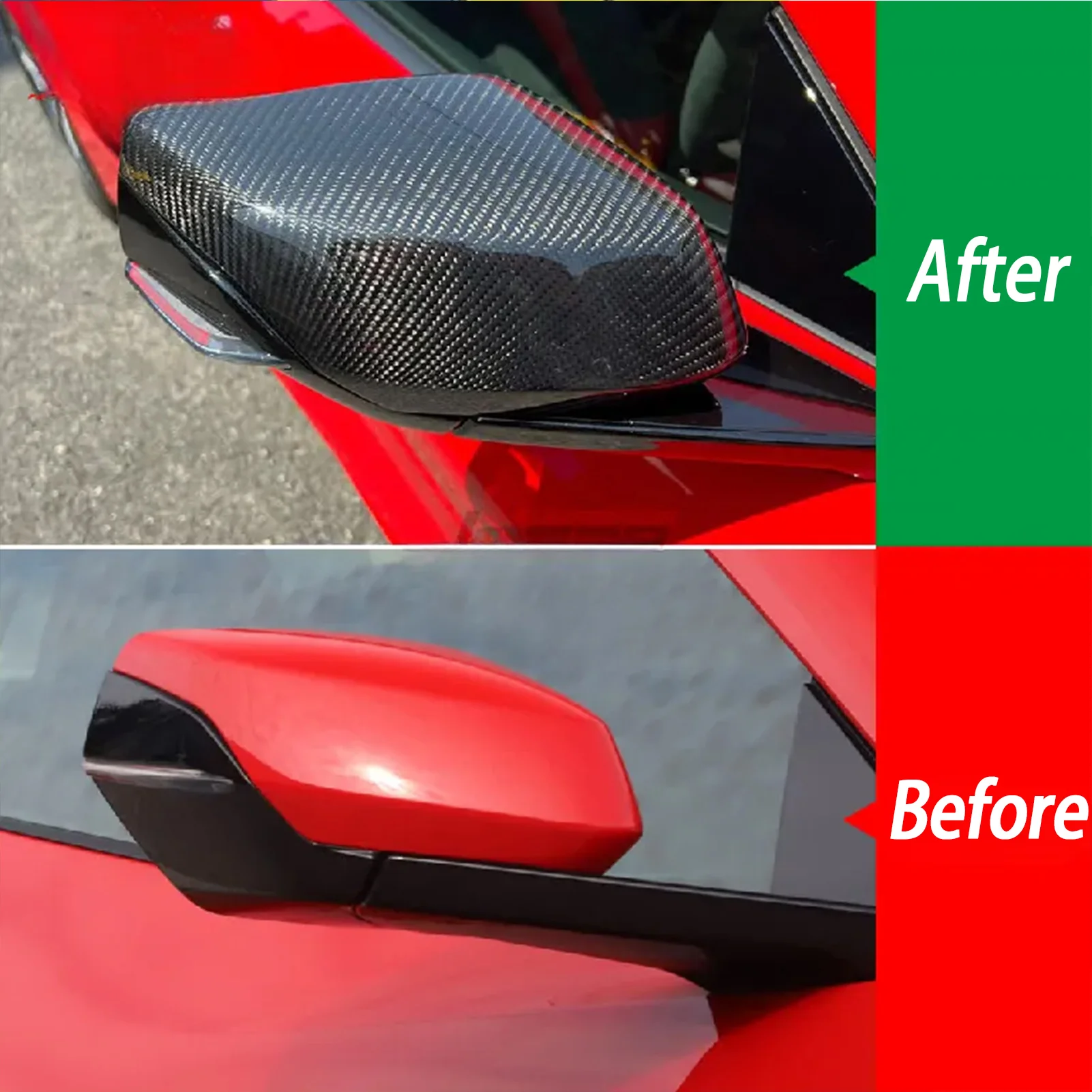 For Corvette C8 Stingray Coupe 2020-2024 Genuine Carbon Fiber Car Side Wing Mirror Shell Caps Window Triangle Panel Accessories
