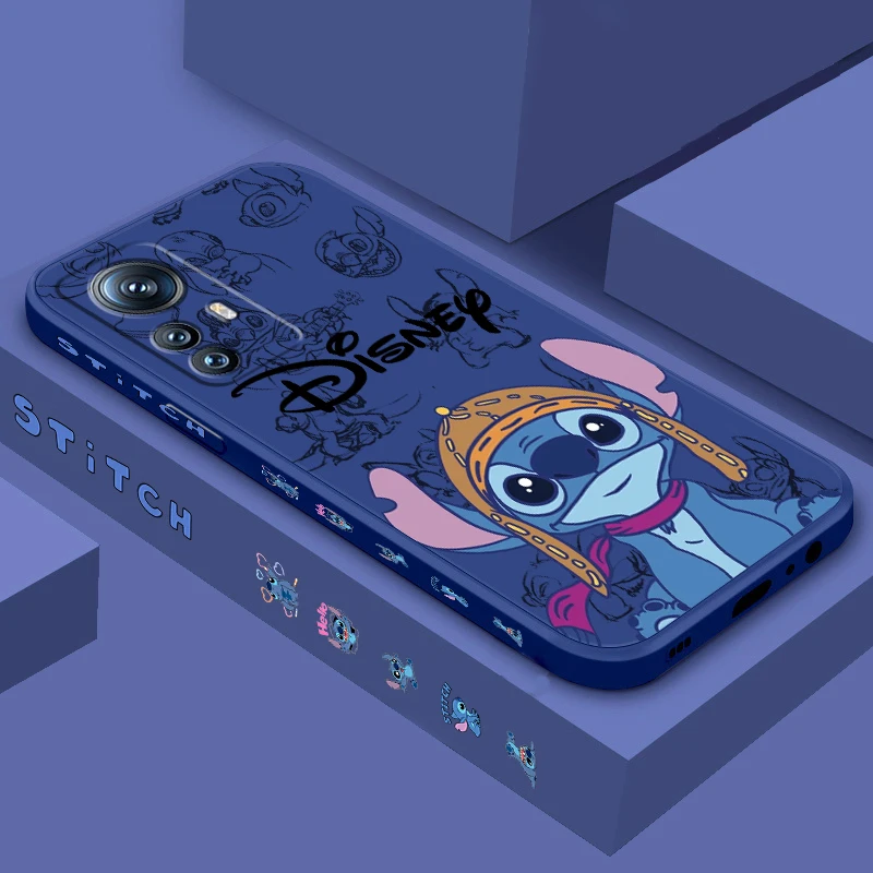 Trend Disney Stitch Cartoon płynna lewa lina do Xiaomi Mi 13 12T 12 11T 11i 11 A3 10T 10 CC9E 9 Pro Lite Ultra 5G pokrowiec