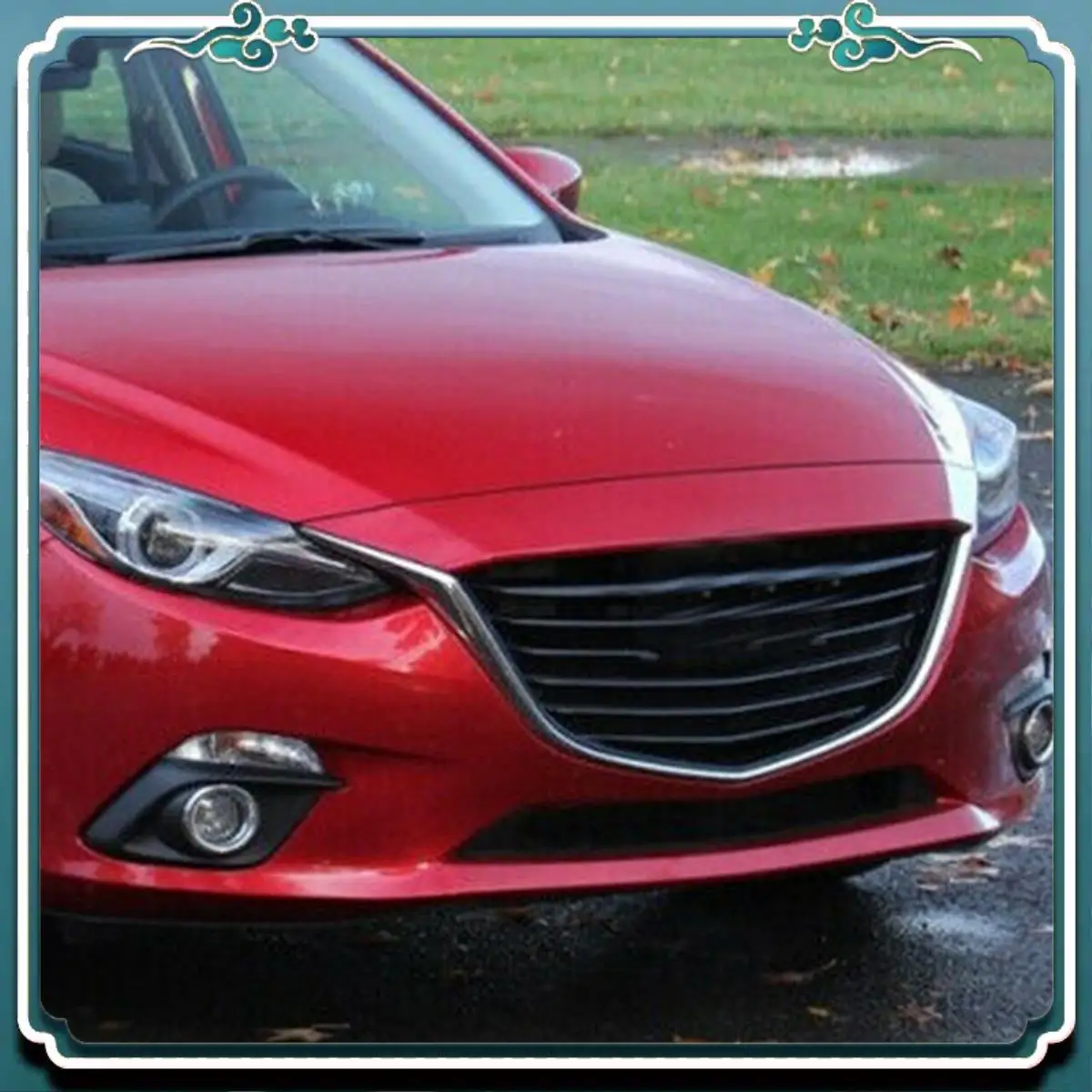 

Premium 2Pcs Front Bumper Fog Light Grille Cover Chrome Trim For Mazda 3 Axela 2014-2016