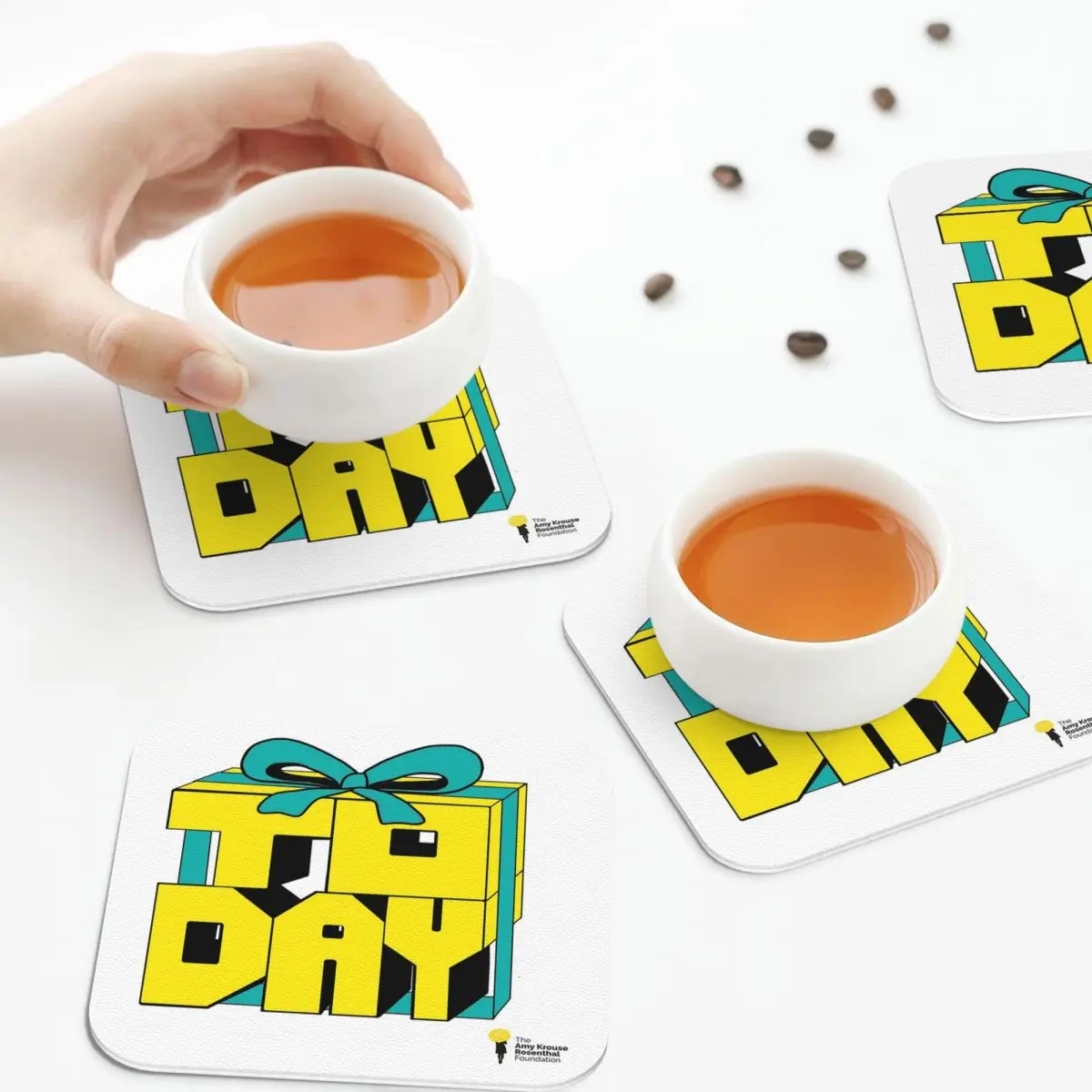 

Today Is A Gift (w Teal Bow) Coasters Leather Placemats Insulation Coffee Mats For Home Kitchen Dining Pads Set of 4