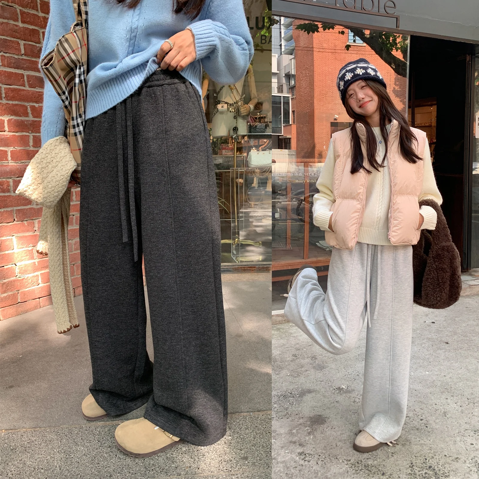 

Шерстяные брюки Sisilyon с широкими штанинами, женские, маленький размер, осенне-зимние, с высокой талией, эластичные, трикотажные, комфортные