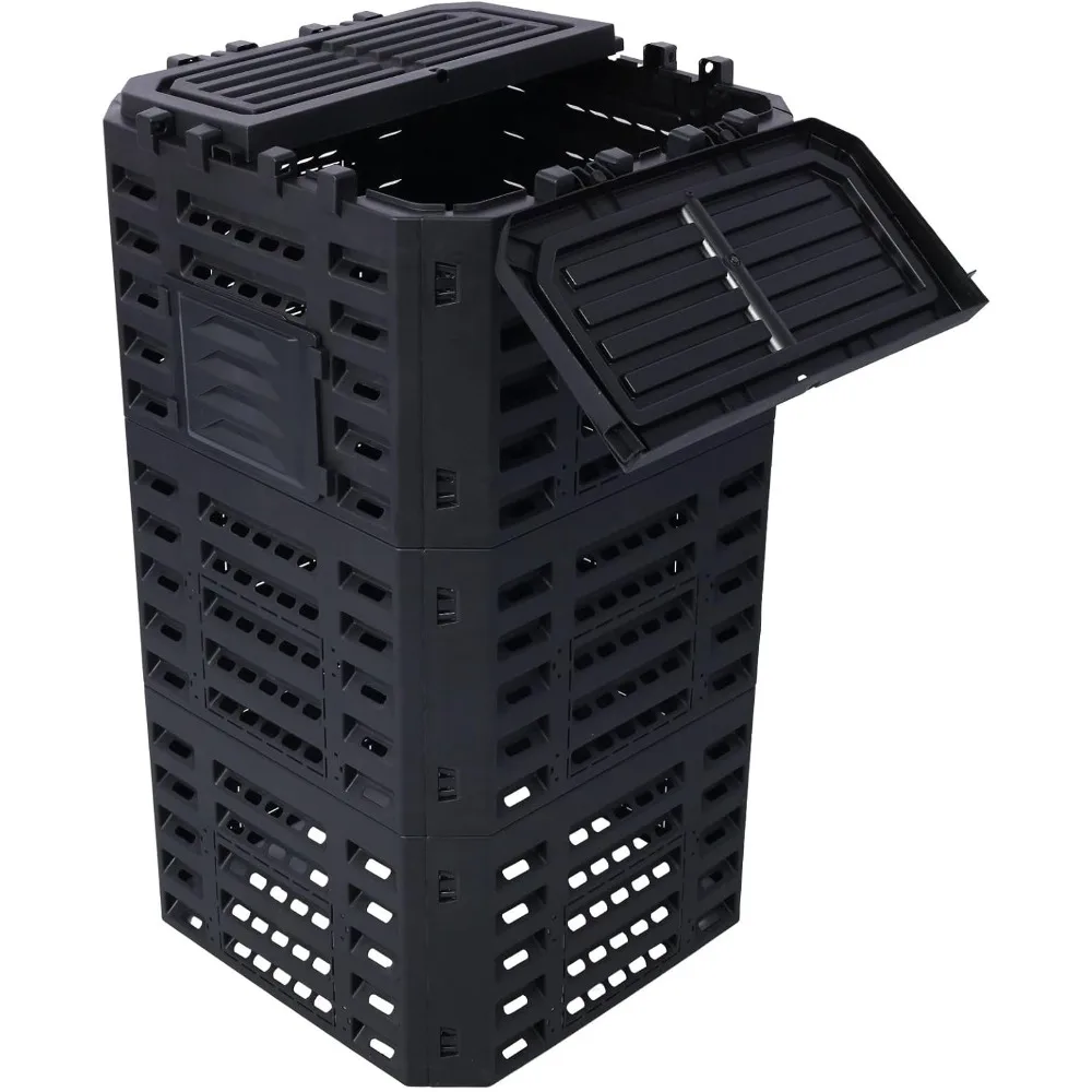 

90 Gallon Garden Composter Bin - Premium Recycled Plastic, Large 340 Liter Capacity, Easy Assembly, Lightweight, Aerating Outdoo