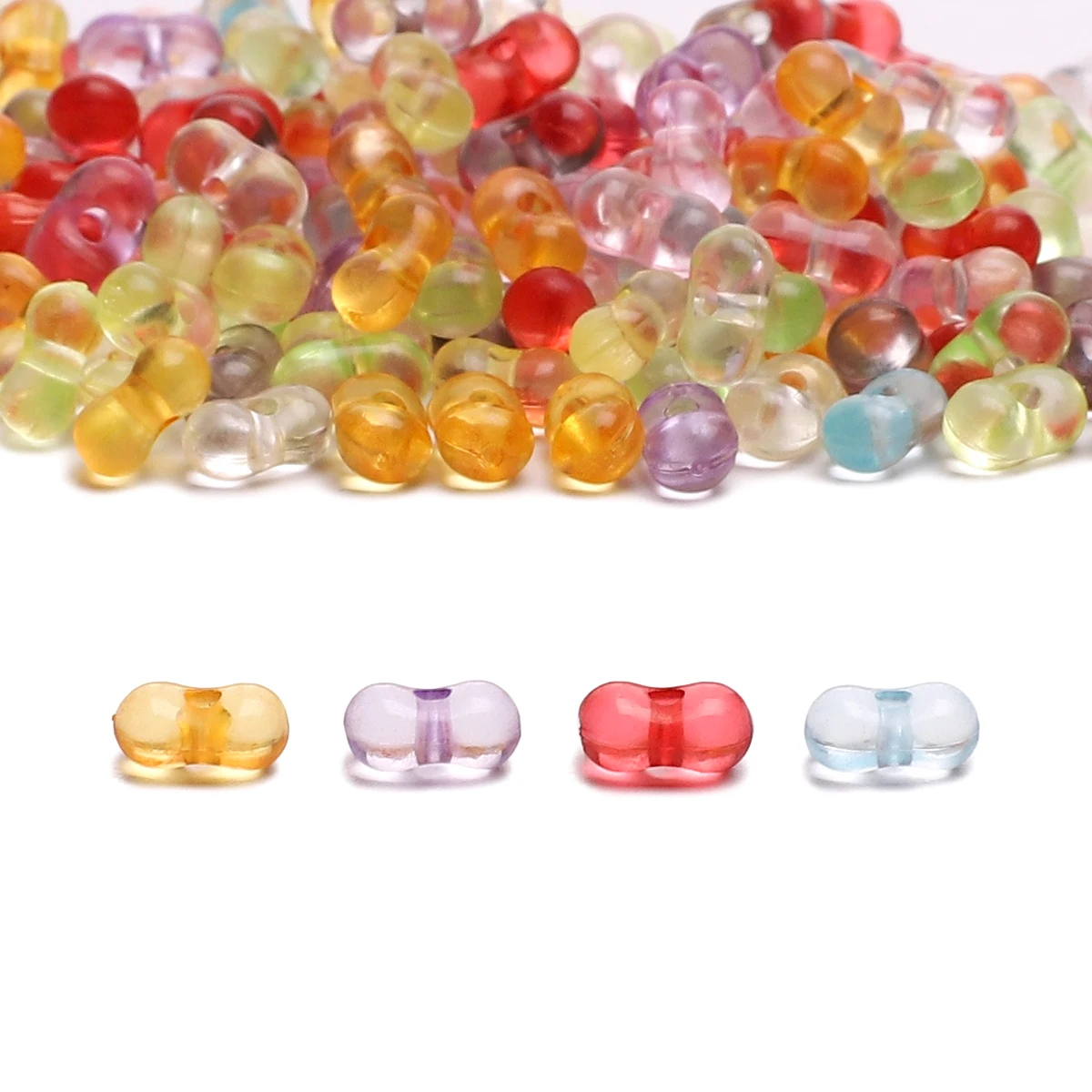 6x4mmAbout100Pcs Acrylic Transparent Peanut Beads Unique Loose Beads Handmade DIY Making Bracelets, Earrings, Jewelry Crafts Mat