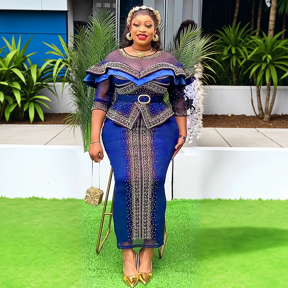 

Elegant African Dresses for Women 2025 Africa Clothing Plus Size Wedding Party Dress Dashiki Ankara Office Lady Outfit Robe
