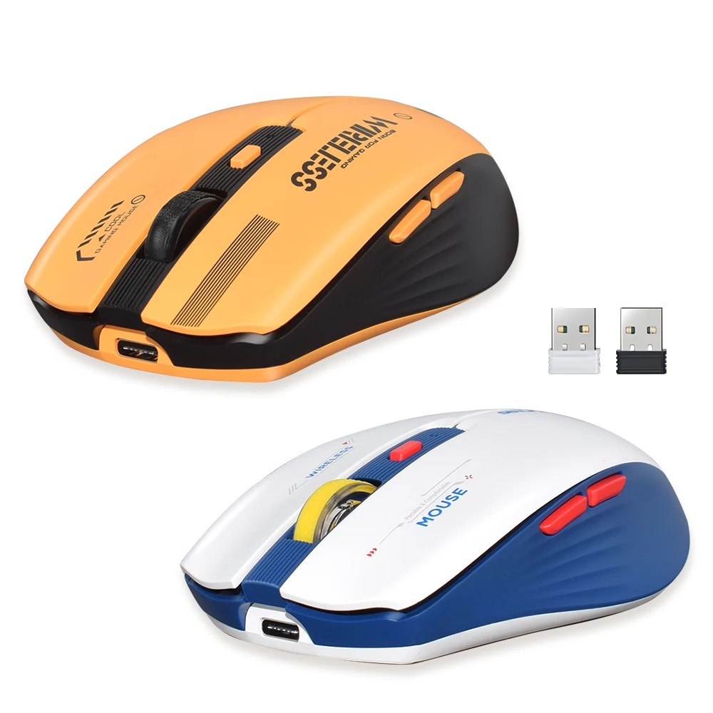 

New Mute Mouse RGB 6 Buttons Type-C Charging DPI Wireless 2.4G Optical With USB Receiver For Desktop PC Laptop Computer