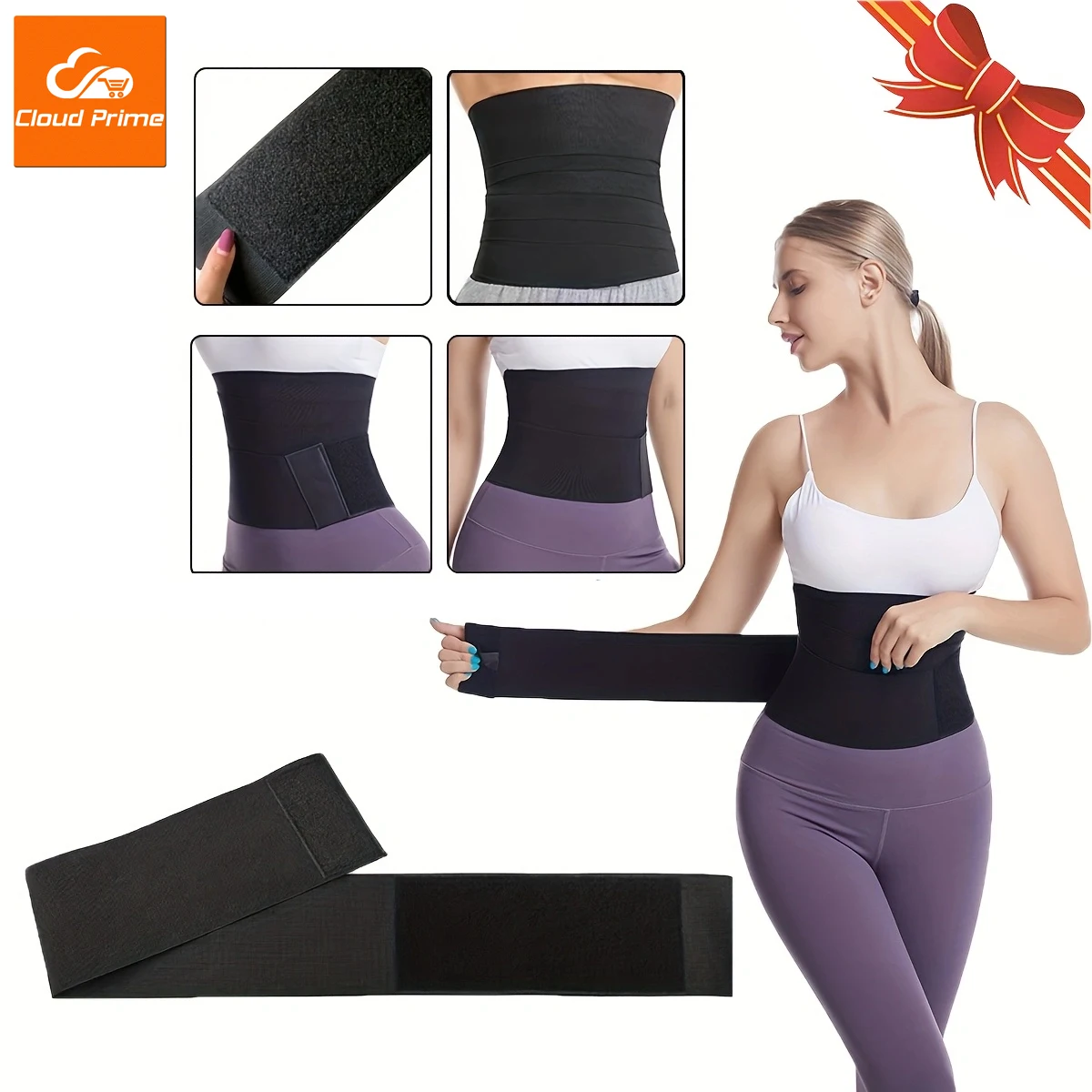 Cloud Prime Slimming Body Shaper Waist Trainer Belt 9.8/13/16.4 ft Women's/Men Fat Burn Weight Loss For Yoga Fitness Exercise