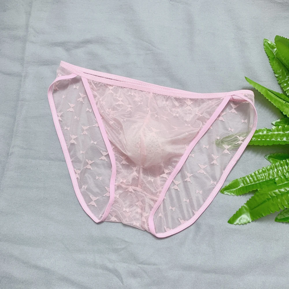 الملحقات ملخصات شفافة المثيرة كليكر الدانتيل الملابس الداخلية الذكور رقيقة جدا Underpant تنفس مريحة رجل شبكة