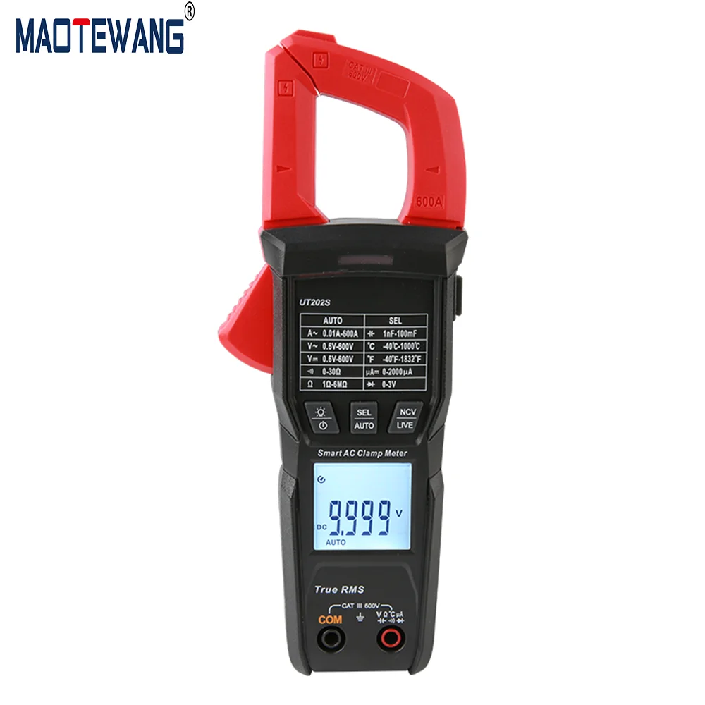 MAOTEWANG Newest Digital Clamp Meter UT202S 600A AC/DC Current Voltage Bluetooth Connection 9999 Counts TRMS NCV Ammeter Tester