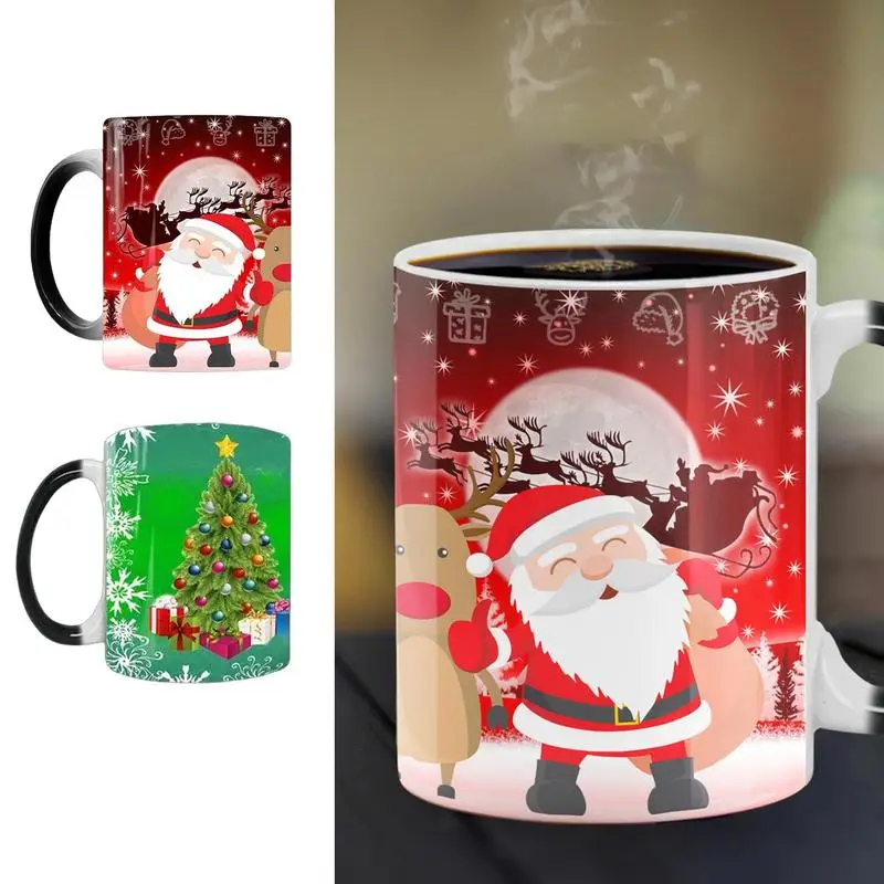 Creative Ceramics Color Changing Mug 350ml Water Cup Christmas Gift Heat Sensitive Funny Drinking Cup for Christmas