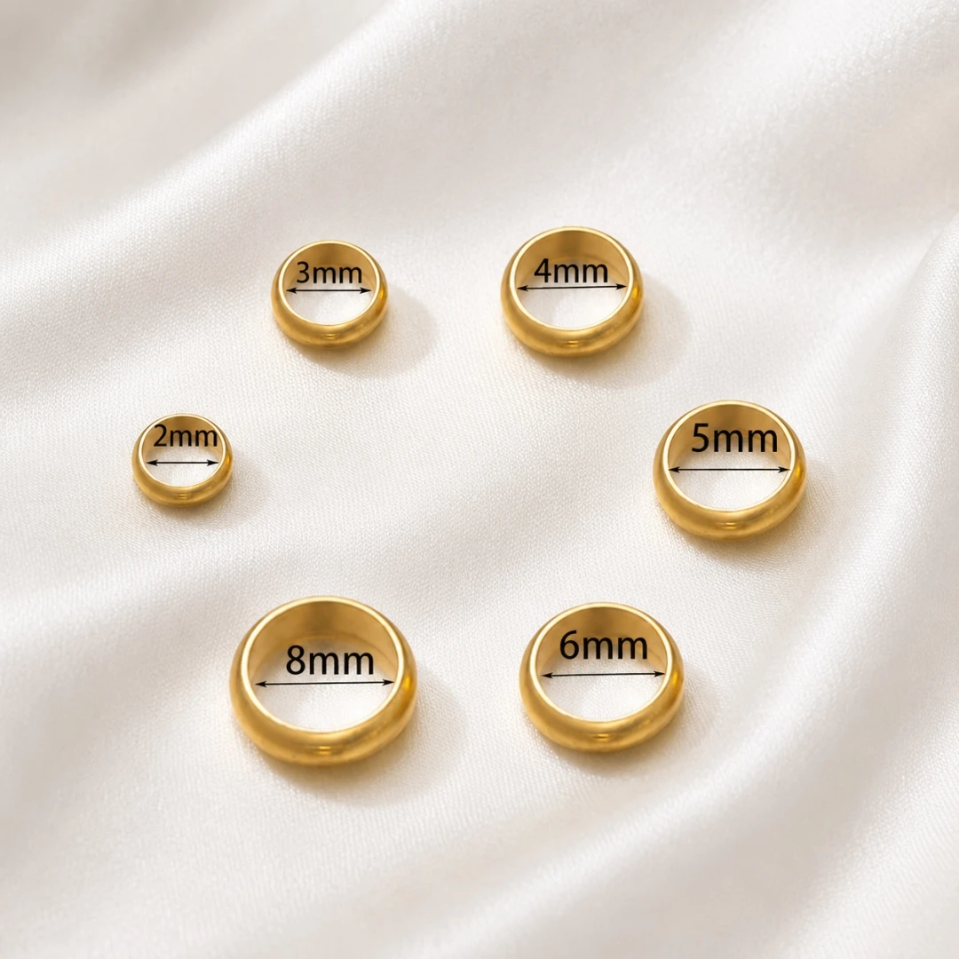 50pcs Diameter 2 3 4 5 6 8 mm Stainless Steel Spacer Beads Gold Color Big Hole Stopper Beads Necklace Bracelet Jewelry Making