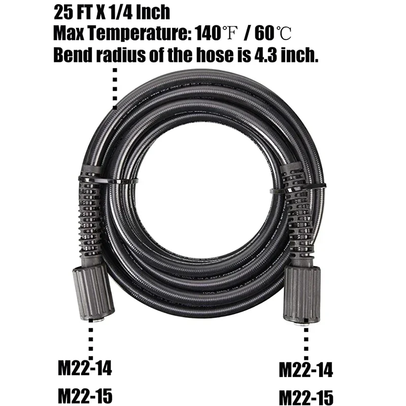 High Pressure Washer Hose Replacement Hose M22-14&15 Brass Connector Extension Coupler for Karcher Lavor AR Blue Power Washer