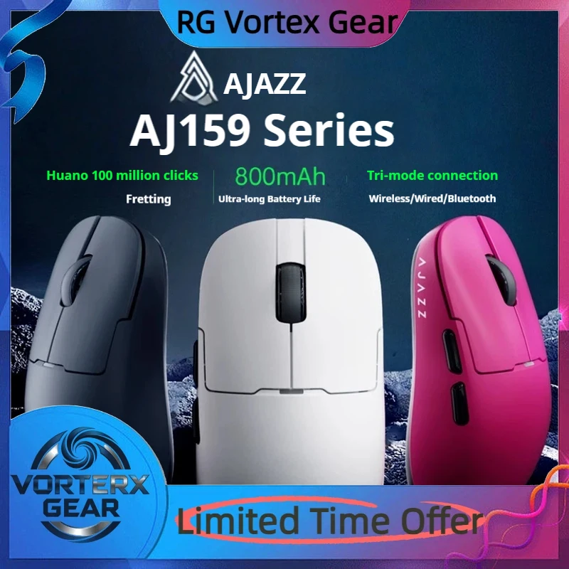 

Vortex Gear Ajazz Aj159 Mouse Nl Wireless E-Sports Game Paw3395/3311 Bluetooth Three-Mode Wired Lightweight Office Games Mouse