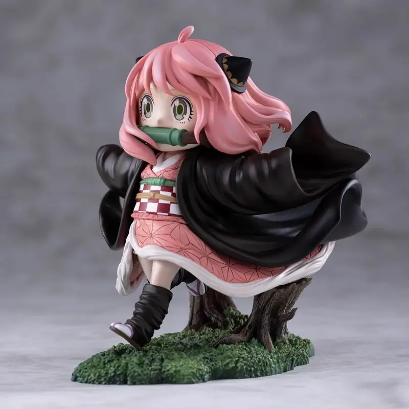 Spyxfamily Anime 12Cm Anya Forger Cos Demon Slayer:kimetsu No Yaiba Kamado Nezuko Pvc Model Statue Collection Toy for Kids Gifts