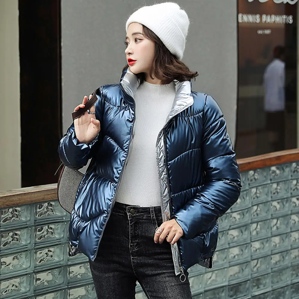 Short Slim Cotton Coat Parkas Female Glossy New Women Winter Warm Thick Shiny Coats Female Plus Size Jacket  Parka Girl 2022