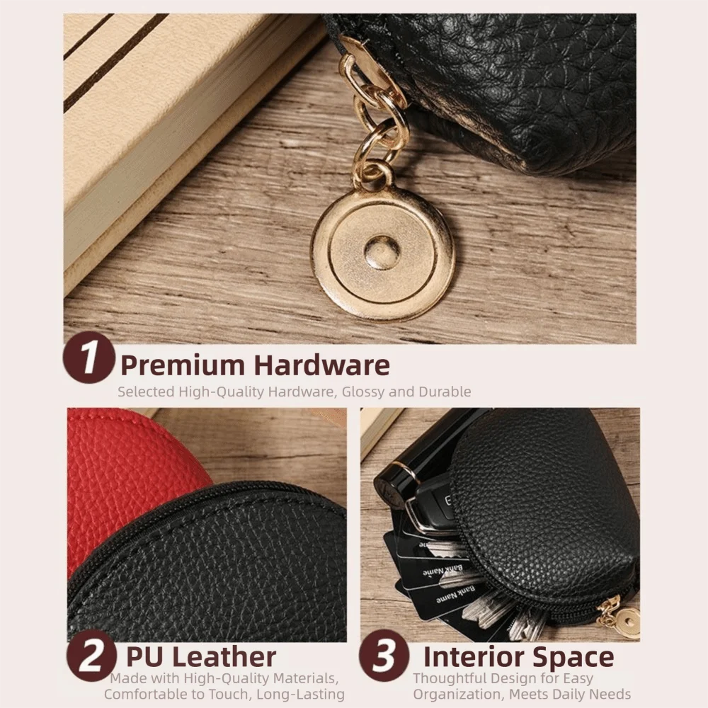Casual Unique Mini Coin Purse Portable PU Leather Card Storage Pouch Practical Large Capacity Women's Wallet Women Men