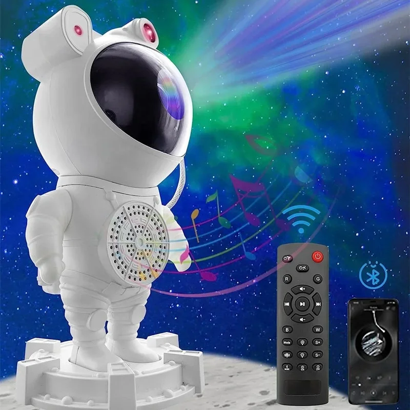 Lonvel Home Ornament Colorful Led Star Moon Starry Night Light Spaceman Projector Lamp Speaker, Nebula Starry Sky Star Project