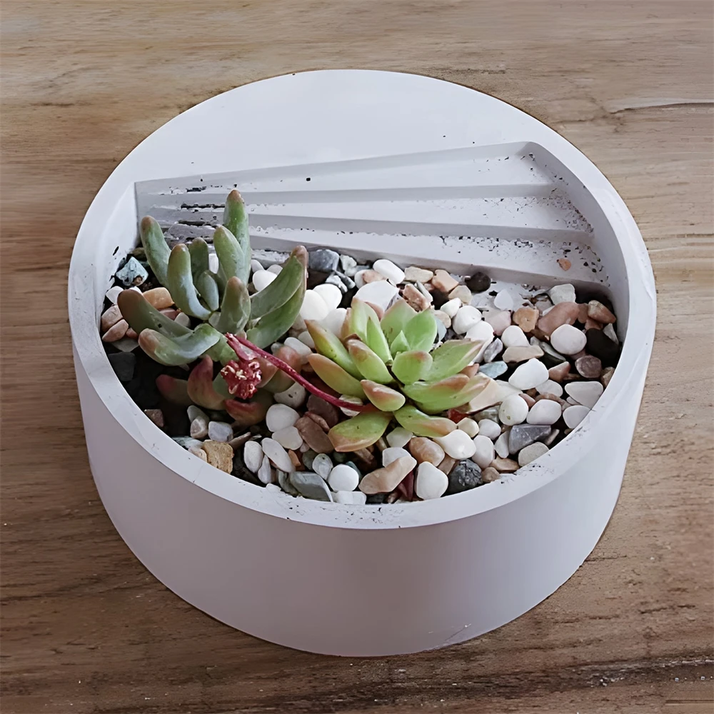 DIY Circular Staircase Office Storage Art Desktop Ornament Silicone Mold Plaster Crafts Mold Succulent Bonsai Gypsum Clay Mold