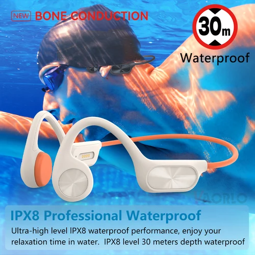 Imagen 2 del producto Auriculares inalámbricos de conducción ósea IPX8, resistentes al agua, Bluetooth 5,4 + 32GB de RAM, reproductor MP3, música HIFI, deportes, natación, auriculares con micrófono