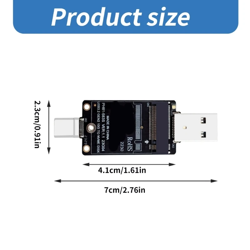 Адаптер SSD JMS583 M.2 NVME Конвертер M.2 в USB A типа C с поддержкой SSD M.2 2230