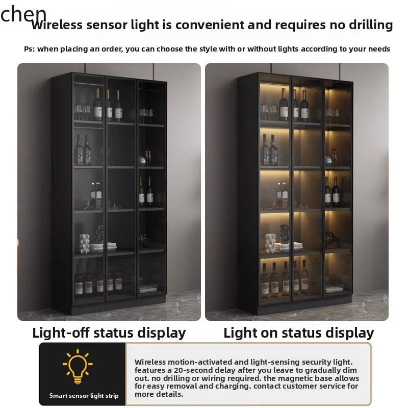 CZ Wine Cabinet with Glass Door Wall-Mounted Integrated Display Cabinet Modern Simple High-End Wine Rack Storage Cabinet