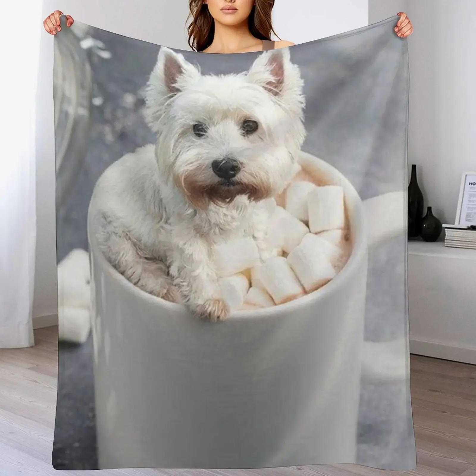 West Highland White Terriers Mug Throw Blanket Soft Plaid Kid'S Weighted Blankets