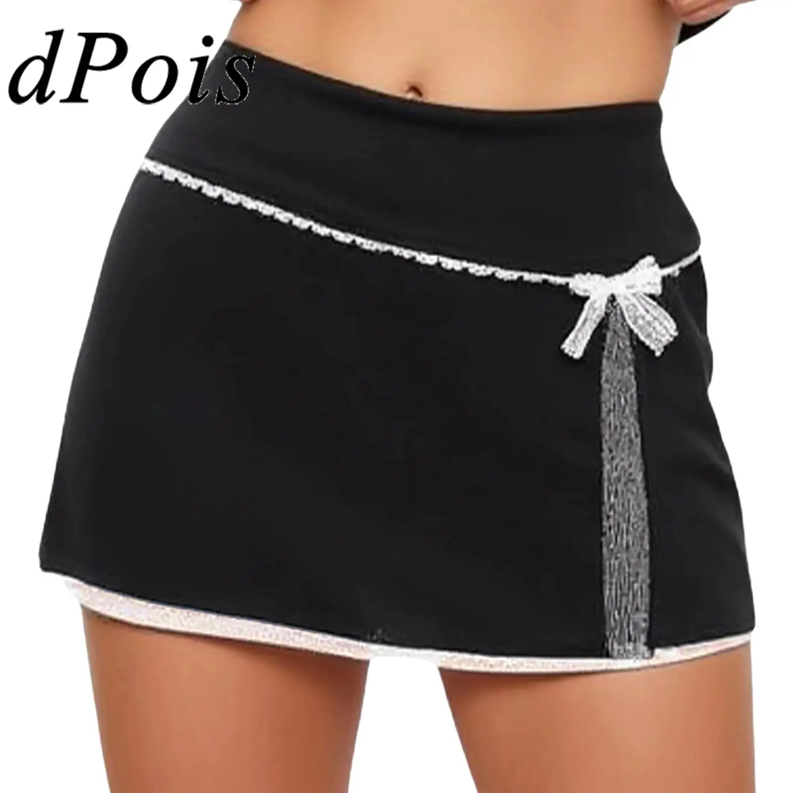 

Женские и женские популярные японские мини-юбки с бантом в консервативном стиле, кружевная лоскутная юбка с бантом на бедрах для вечеринки, повседневная одежда, юбка трапециевидной формы с разрезом