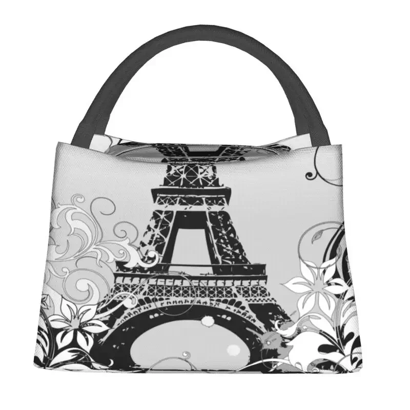 Eiffel Tower Paris Insulated Lunch Bag for Camping Travel Romantic French Waterproof Cooler Thermal Bento Box Women