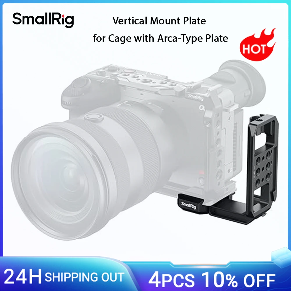 

SmallRig Vertical Mount Plate for Cage, Built in 1/4''-20 Thread and Baseplate for Arca-Type L Bracket Switching Grip for Tripod