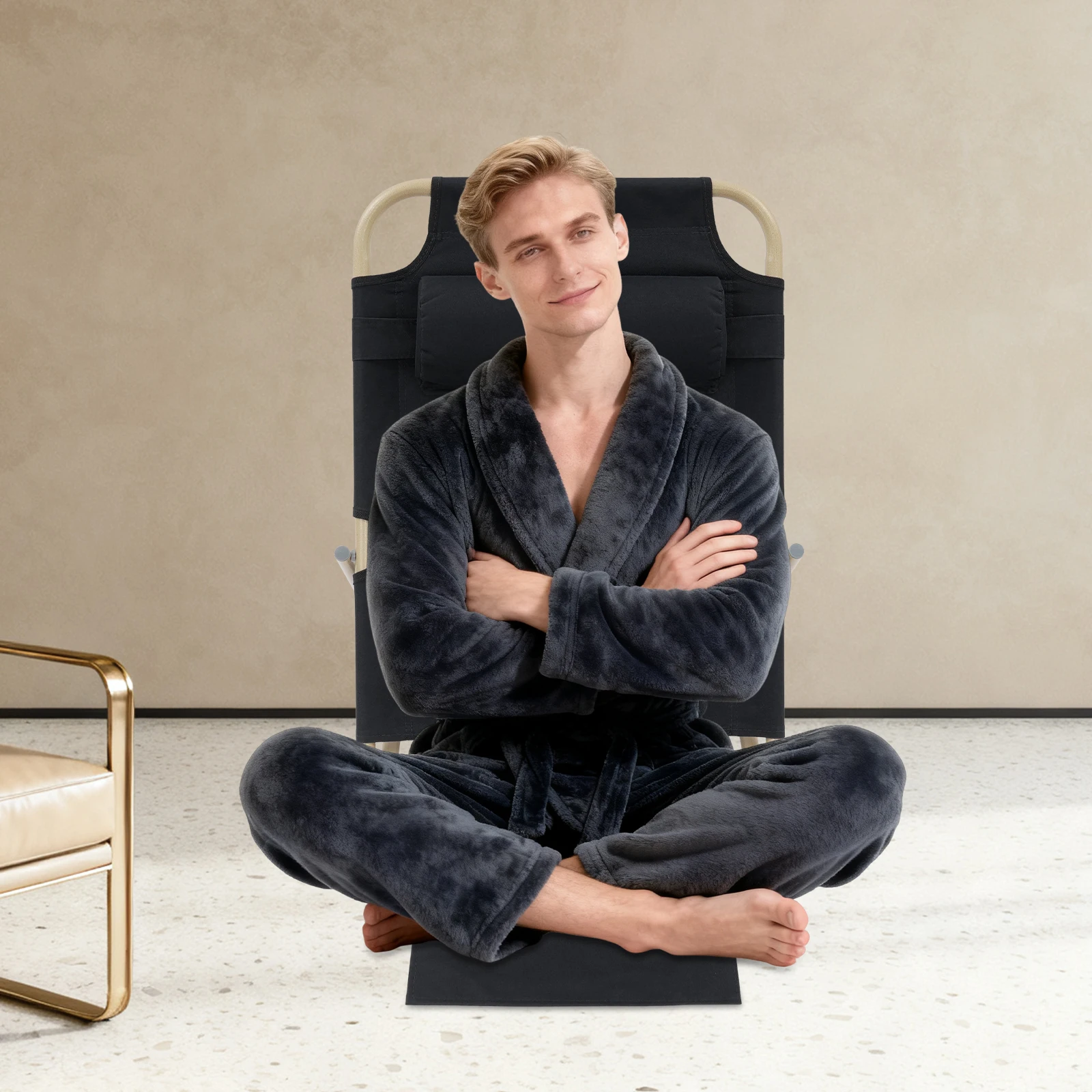 81*50*72 cm Zwart Draagbare Opvouwbare Verstelbare Sit Up Rugleuning 7 Versnellingen Lifting Bed Rugleuning met Bodem Pads