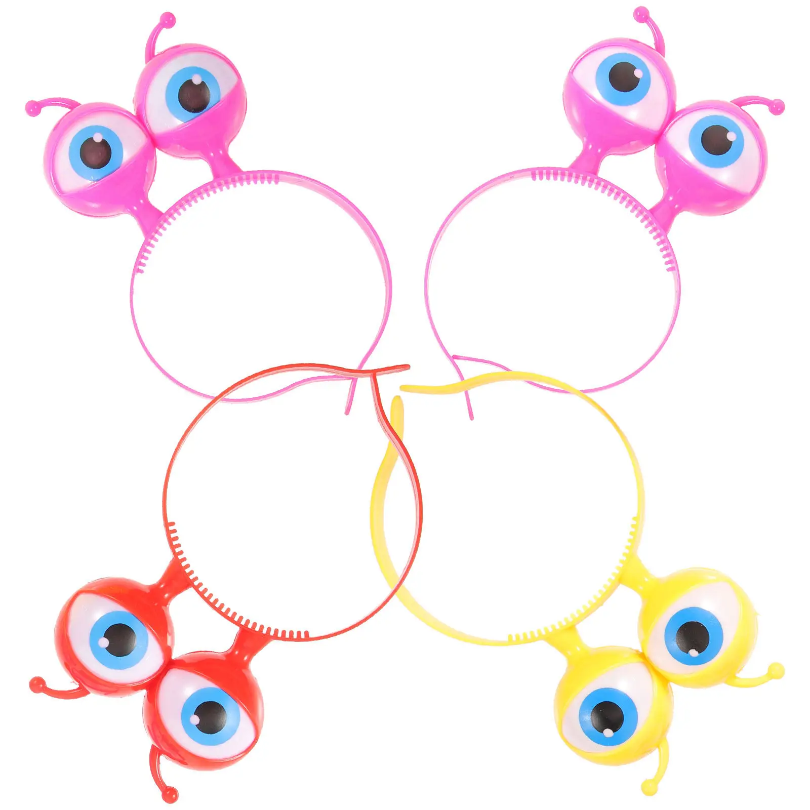 4Pcs Kids LED Flashing Headband Bright Glow-in-The-Dark Cartoon Eyes Hair Band for Halloween Christmas Party Stage Performance
