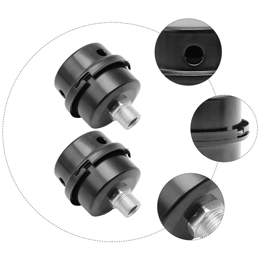 

2pcs Air Compressor Intake Iron Shell Noise Muffler Tool High-Quality Durable Oil-Free Filter Metal Compressor