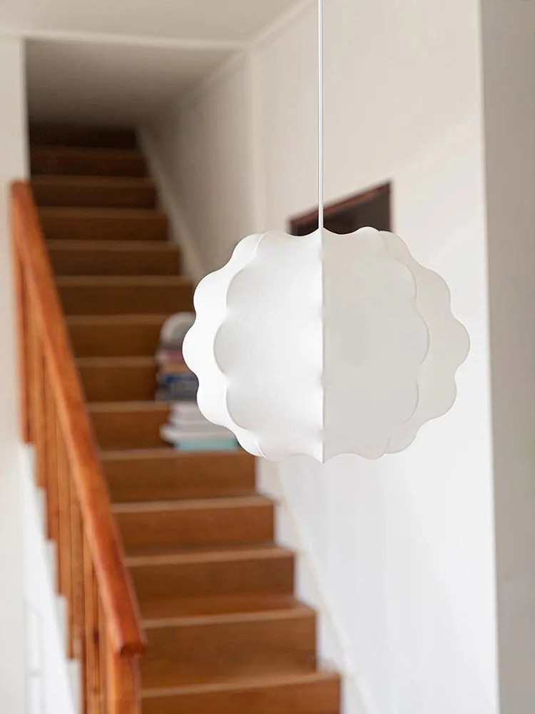 

Japanese Wabi Sabi Silk LED White Pendant Lamp Elegant Hanging Chandelier For Living Room Dining Bedroom Bar Soft Glow Indoor