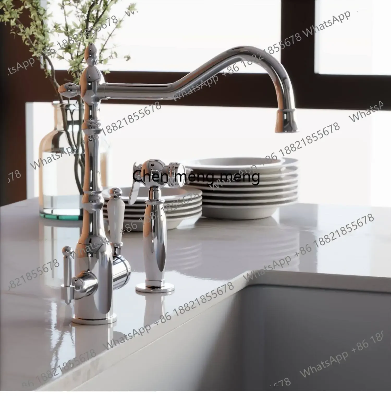 

Grande promotion European all-copper kitchen hot and cold faucet Rotatable water purification faucet Three-in-one faucet