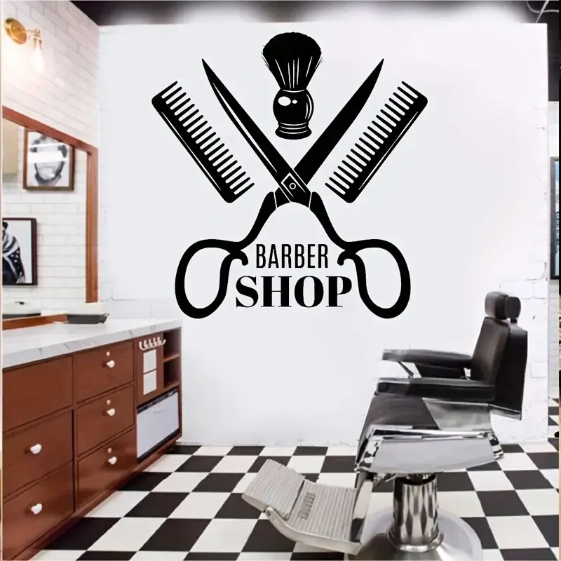 Barber Wall Decals Suitable for Haircut Design - Vinyl Stickers with Hairstyle Art, Modern Barber Shop Window/Glass Decoration,