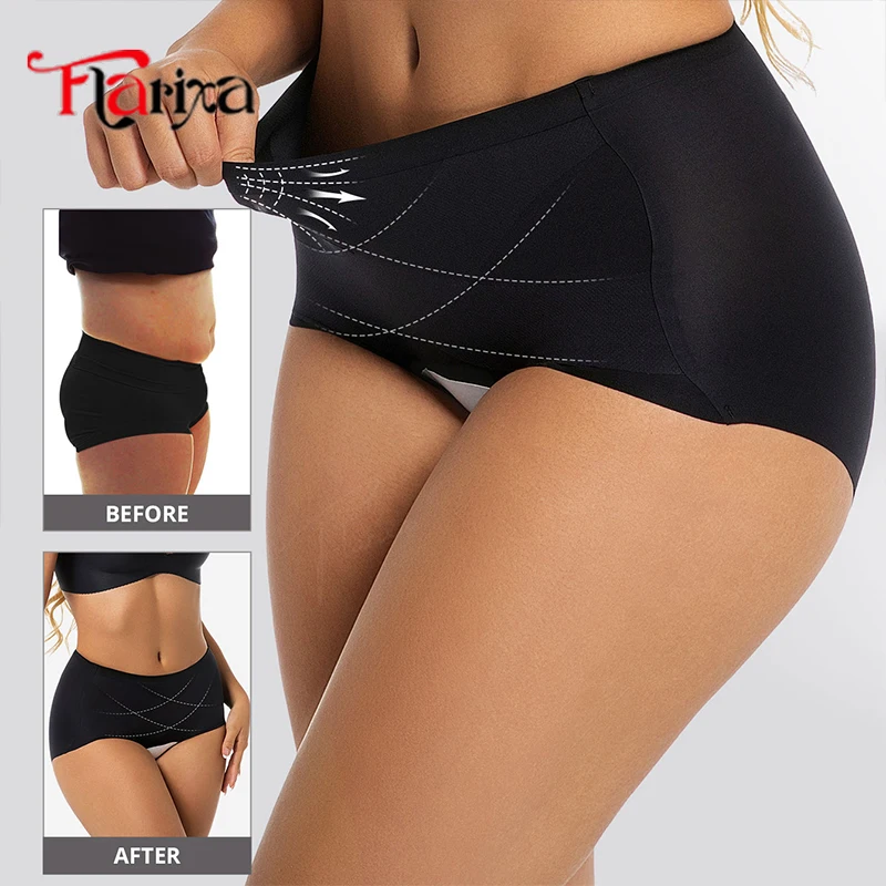 

Flarixa Lower Abdomen Compression Shaper Briefs Women Mid Rise Panties Cross Tummy Control Hip Up Shapewear Breathable Lingerie