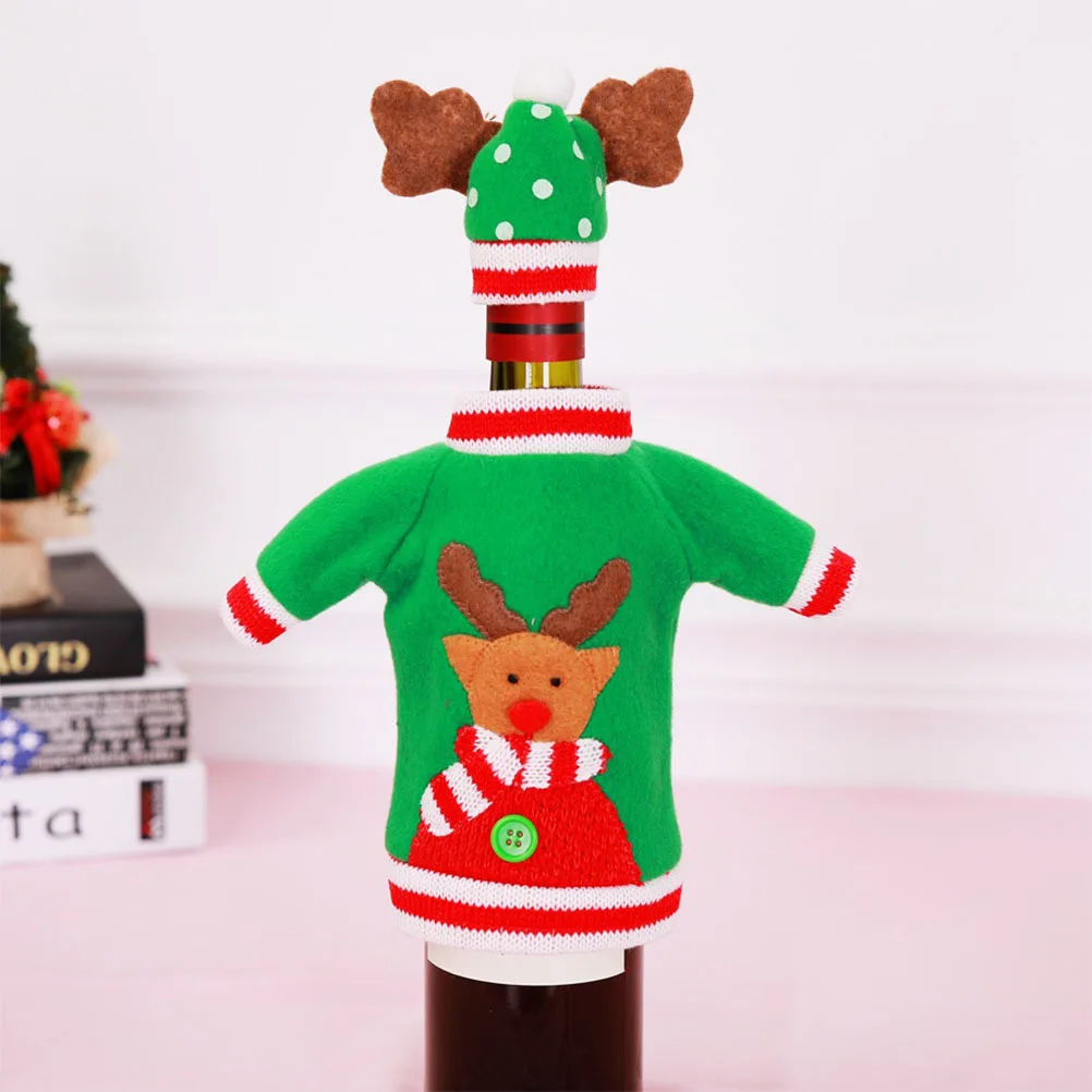 

3pcs Bottle Covers Christmas Wine Bottle Decorations Novelty Hat Design For Holiday Party Bar Kitchen Decor