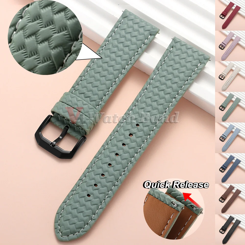 20mm 22mm Woven Texture Watch Strap Universal Cowhide Watch Band Bracelets Men Women Sport Wrist Watch Business Band Accessory