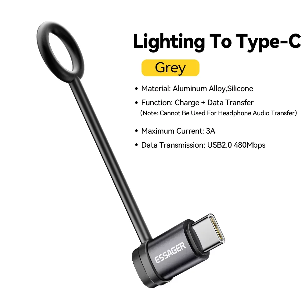 Essager-Beleuchtung auf Typ-C-Adapter, 3 A, schnelles Aufladen, IOS-Buchse auf Typ-C-Stecker, für iPhone 15, 14, 13 Pro, IPad-Konverter