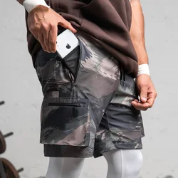 Pantalones cortos con múltiples bolsillos para hombre, ropa de calle informal de Hip Hop, para entrenamiento, correr
