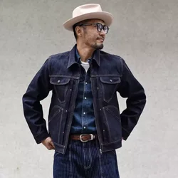 Sauce Zhan 539XX Mens Jacket Vintage Rainbow Sanforized Selvedge Denim Jacket 24MJZ Classic Design 14.5 Oz Regular Fit