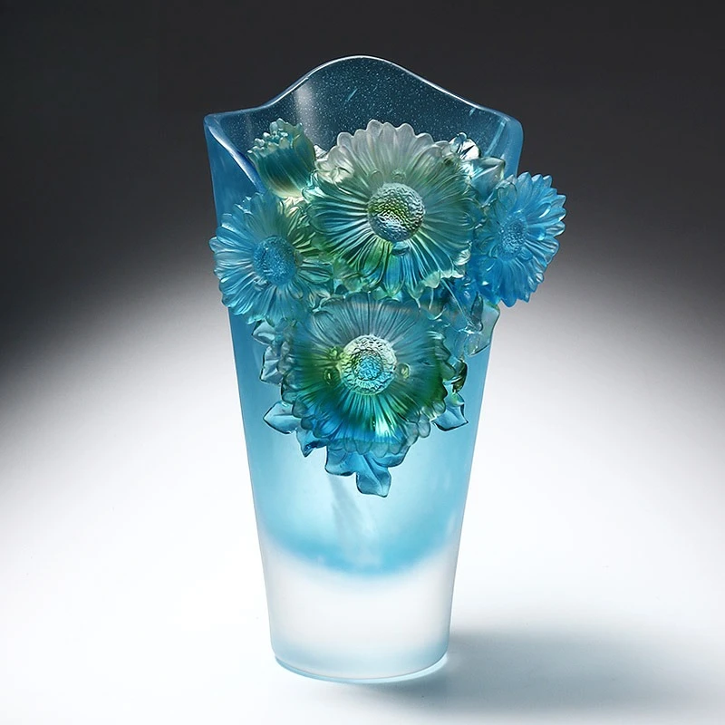 HT Factory direct sale: minimalist glass vase for living room, water-grown flowers, iridescent creative glass sunflower vase
